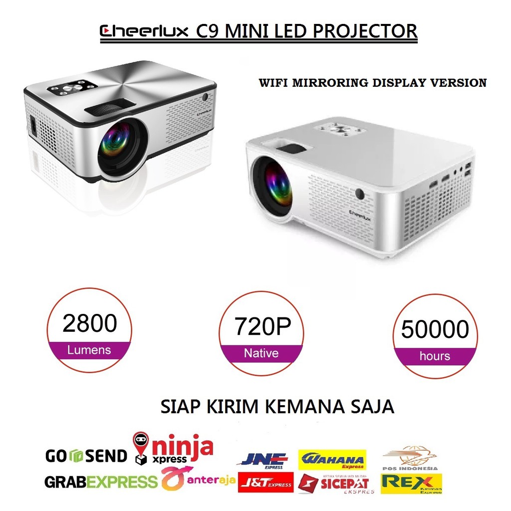 CHEERLUX C9 WiFi and TV Tuner Version - LED Projector 2800 Lumens 1080P - Proyektor 2800 Lumens