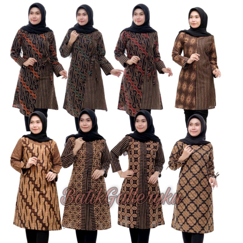 TUNIK Batik Wanita Tunik Batik Sogan Bayar Ditempat COD