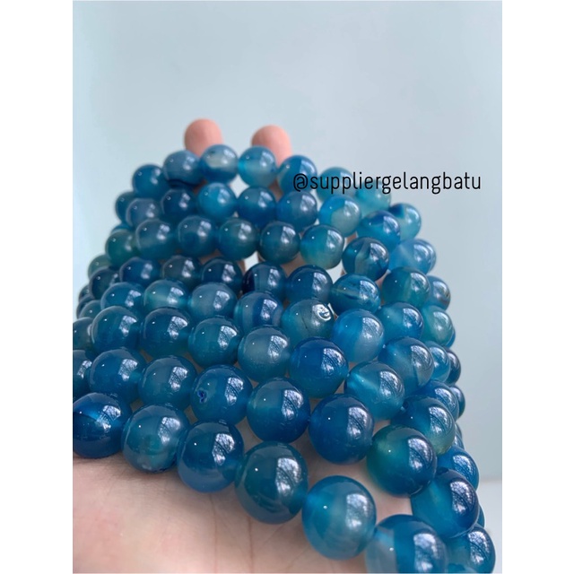 14mm aquamarine kilap grade natural aksesoris korea gelang kalung batu