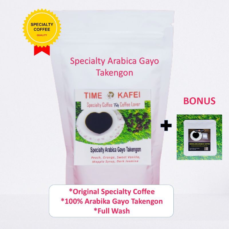 

KOPI ARABIKA GAYO ACEH TAKENGON SPECIALTY GRADE 1 FULL WASH 200G BIJI/GILING MEDIUM +BONUS KOPI 10g