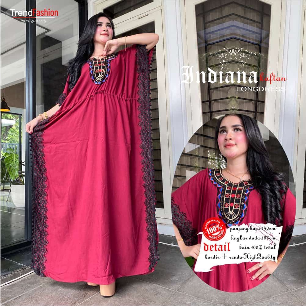 Gamis Kaftan Jumbo BIG SIZE LD 170 CM Wanita Bordir Gold Mewah Pilih Warna Rayon Premium Terbaru INDIANA ARABIAN Best Seller