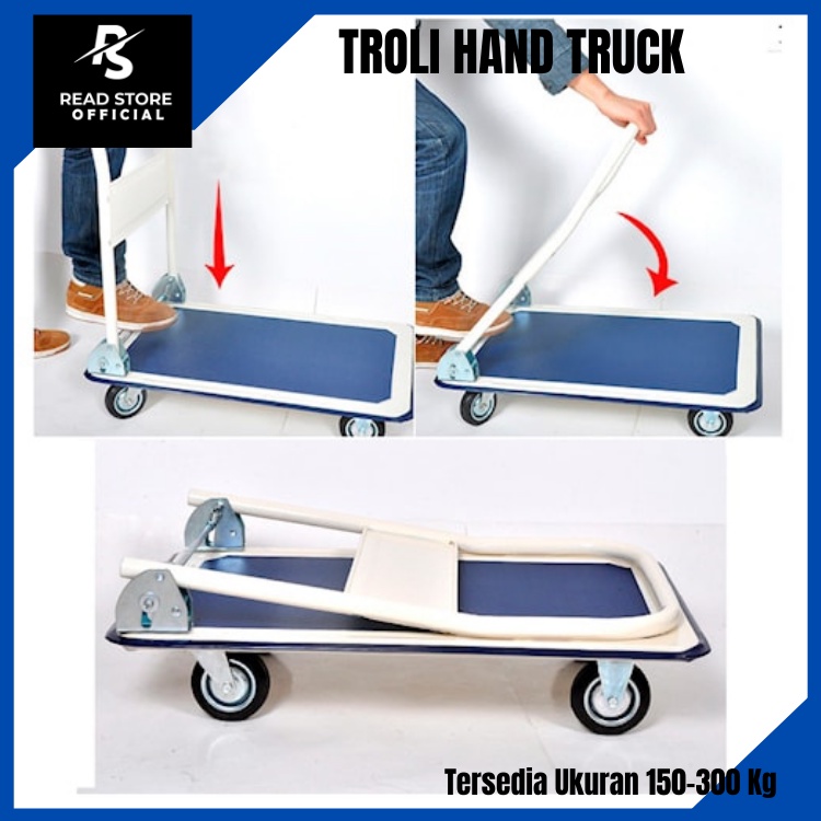 Troli Lipat Hand Truck 150-300Kg Troley Dorongan Barang Model Besi Kuat Dan Kokoh