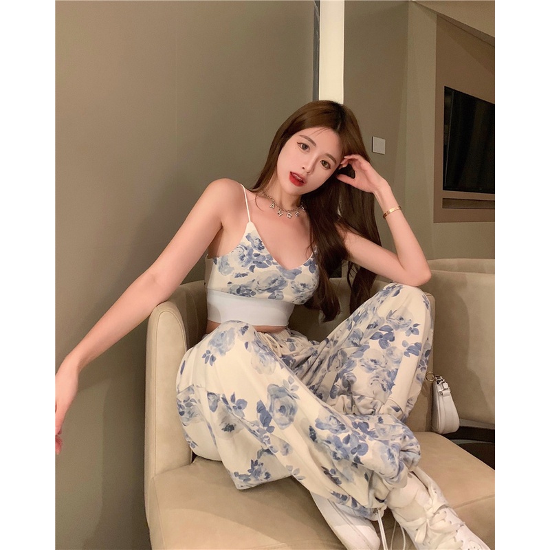 #Sisjuly# Gaya Olahraga Two-Piece Set Usia Mengurangi Watermark Warna Selempang untuk Wanita2022Musim Panas Lo