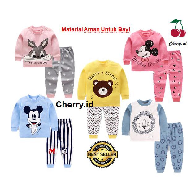 Cherry COD Baju Tidur Anak Import / Setelan Piyama Anak Import / Baju Anak Laki Laki / Baju Anak Perempuan PY56