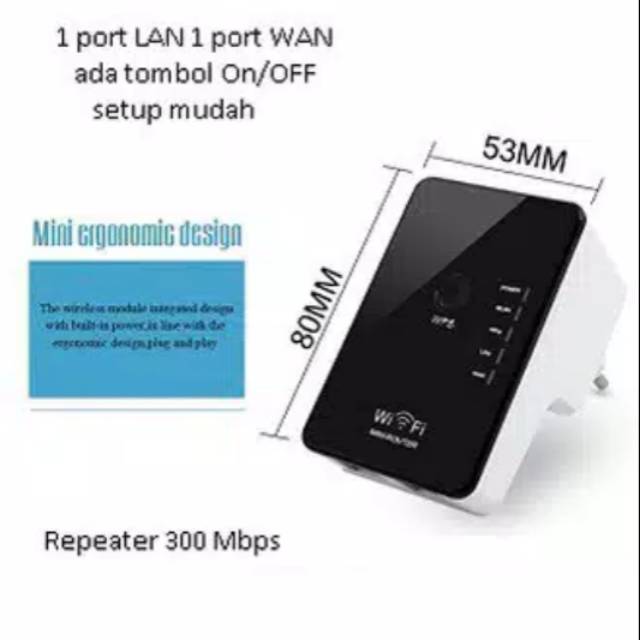 AP Repeater Wireless-N WiFi Mini Router 300Mbps 1LAN 1WAN port On