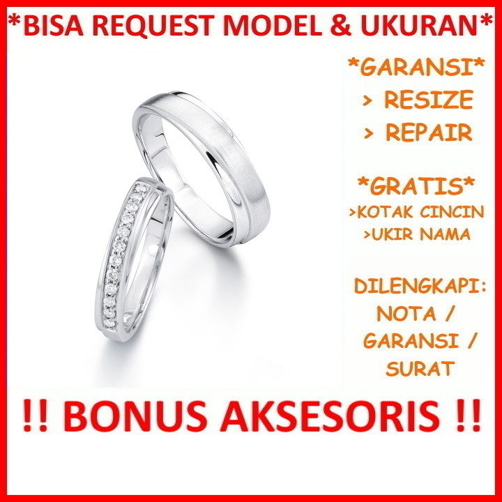 Gratis Ukir Nama Garansi Silver Asli Bisa Pesan Model Cincin Couple Perak Tunangan Mas Kawin Id579