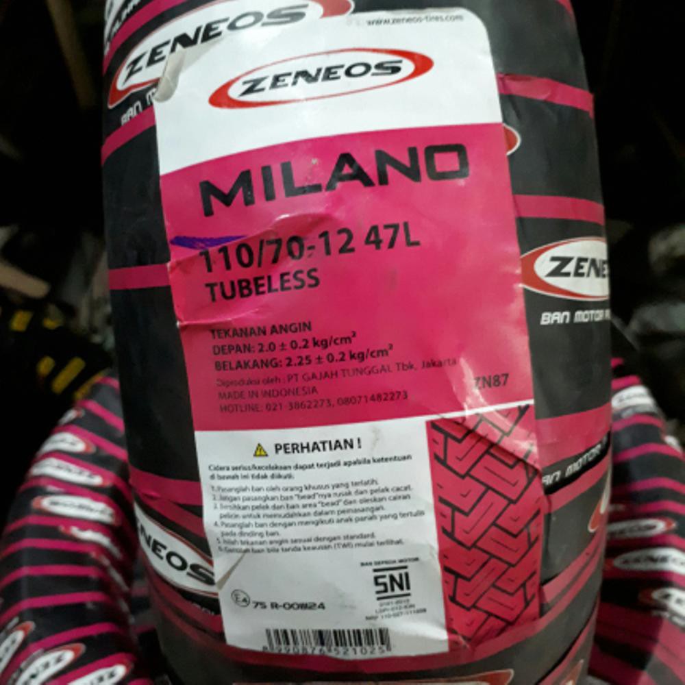 Sr- Zeneos Milano ZN 87 ukuran 110 . 70 - 12 . Ban Vespa Sprint . Ban Kawasaki KSR . Ban Scooter
