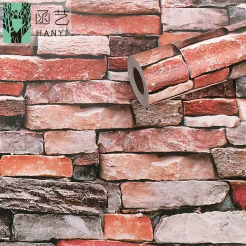 Wallpaper Dinding Batu Alam Coklat Hitam Kombinasi Warna 3D
