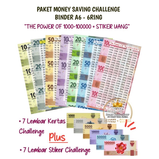 

EXCLUSIVE Stiker Replika Uang - Paket Money Saving Challenge Kertas Binder A6