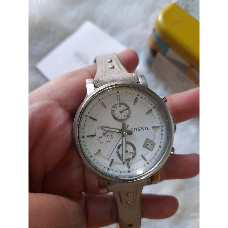 jam tangan fossil bf putih tulang preloved