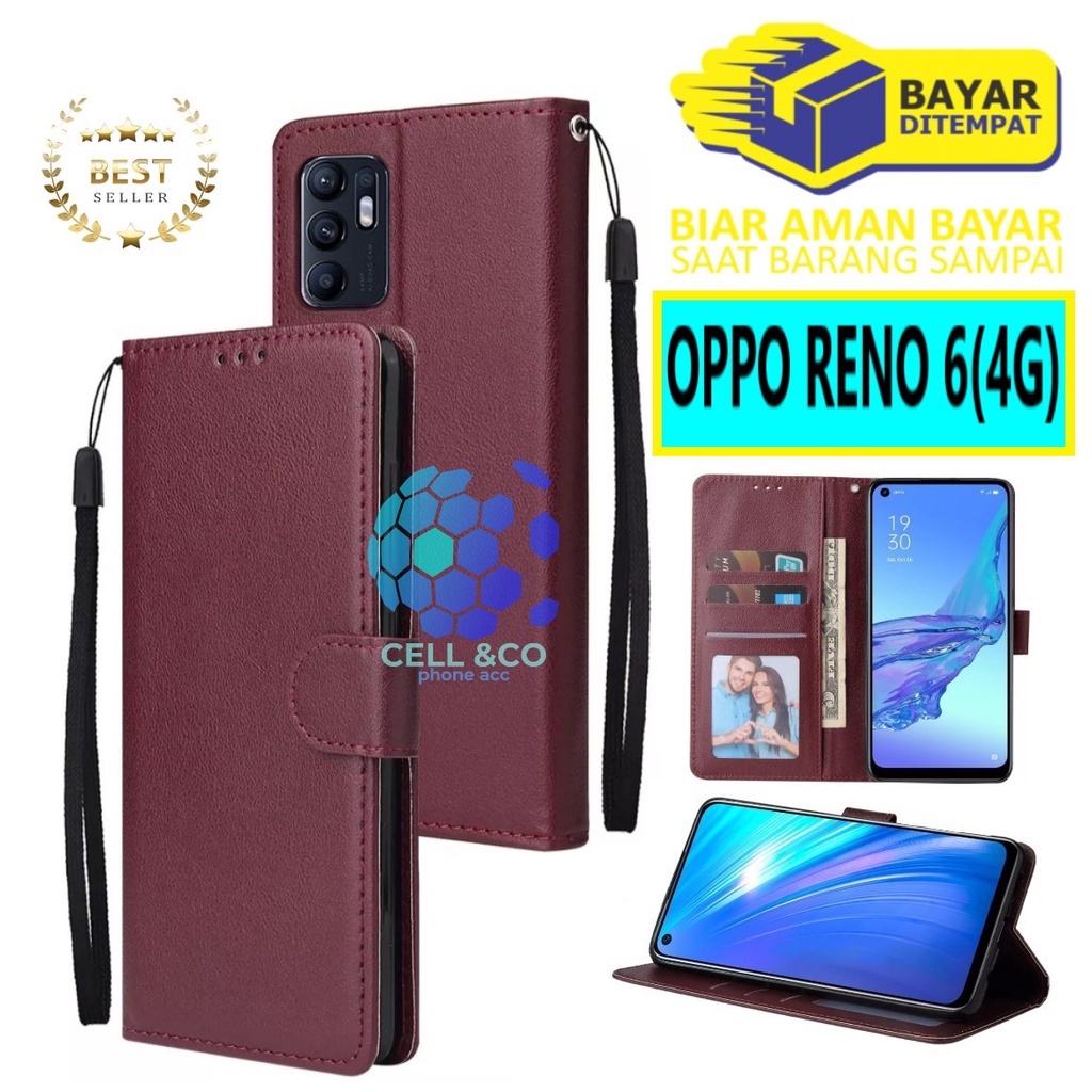 Flip cover OPPO RENO 6 4G Flip case buka tutup kesing hp casing flip case leather wallet
