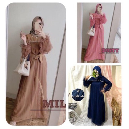 Baju Gamis Wanita Remaja Terbaru 2021 Model Kekinian Bahan Tile Modern Pesta Kondangan mewah