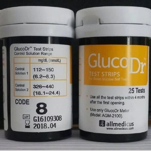 Strip gula darah e 8 / stik gula darah gluco dr / strip gluco dr code 8