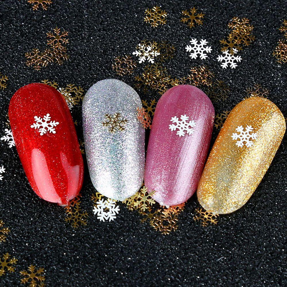 AUGUSTINA Agustina Snowflake Nail Sequin Natal Campur Elk Snowman DIY Manicure Aksesoris Perhiasan Kuku Untuk Wanita Perempuan 3D Sparkles Sequin