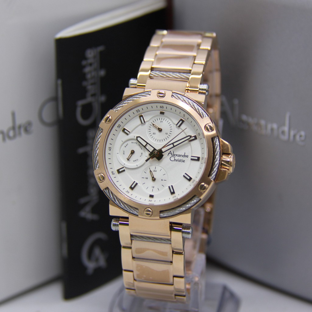 ALEXANDRE CHRISTIE 6561 WANITA ROSEGOLD WHITE ORIGINAL AC6561 AC 6561 JAM TANGAN CEWEK ARLOJI CEWEK