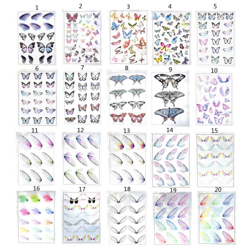 Siy 5 Lembar Stiker Butterfly Kristal Epoxy Resin Untuk Dekorasi Nail Art Diy