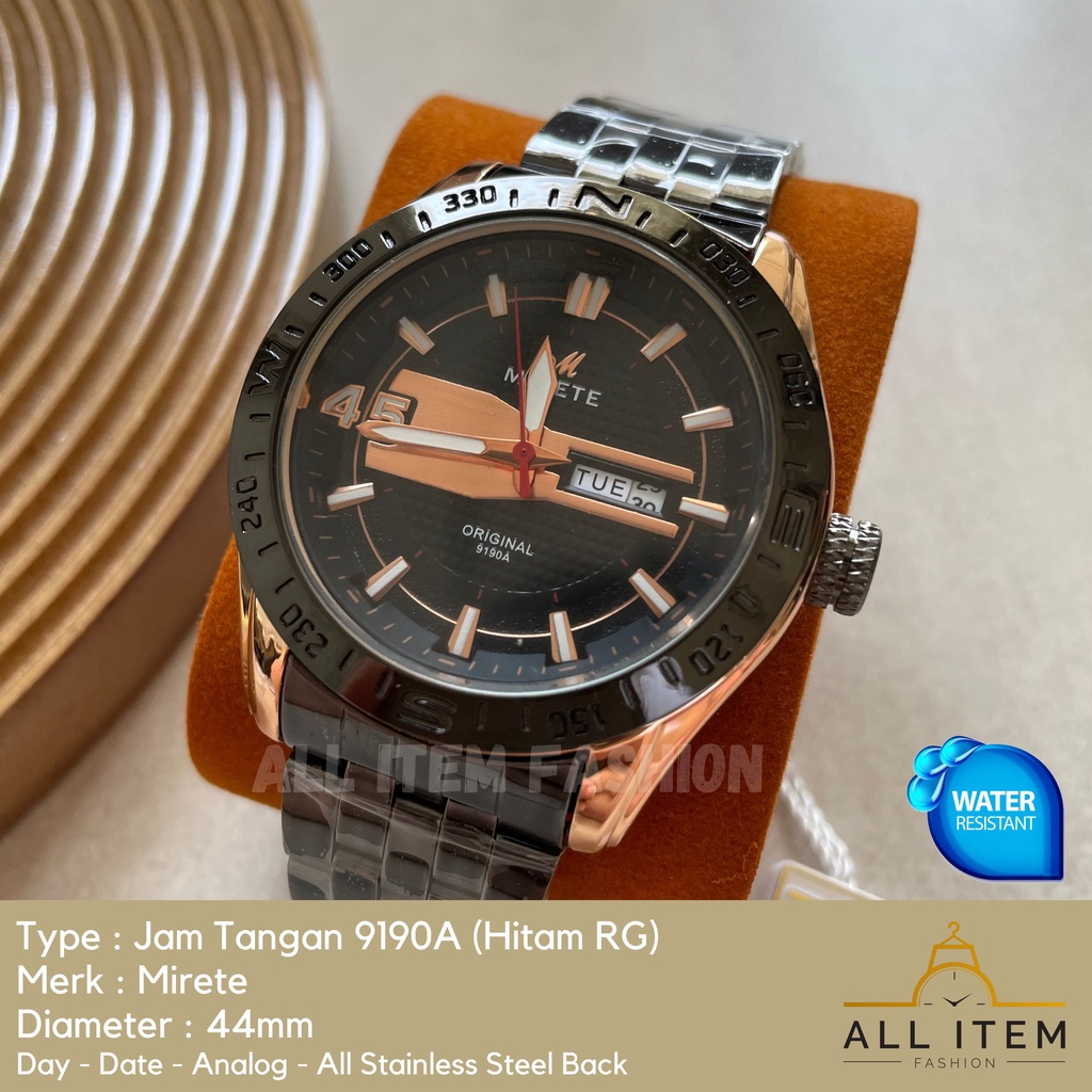 COD✅ Jam Tangan Rantai Pria Mirete Analog 9190A / Arloji / Watch / Tahan Air / Stainless Steel / Jam Tangan Laki Model Mewah