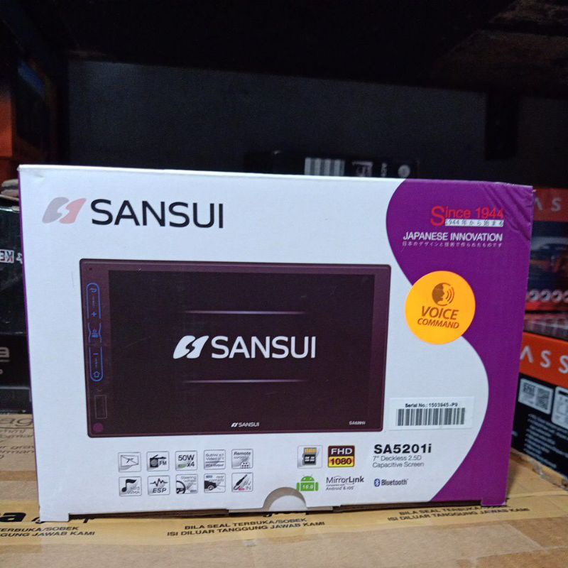 headunit 2din 7" inch SANSUI SA5201i (android 10.0) voice command 1gb ram / 16gb rom