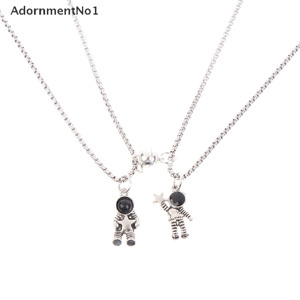 (AdornmentNo1) 2pcs / Set Kalung Rantai Magnet Liontin Astronot / Forever Untuk Pasangan / Pria / Wanita