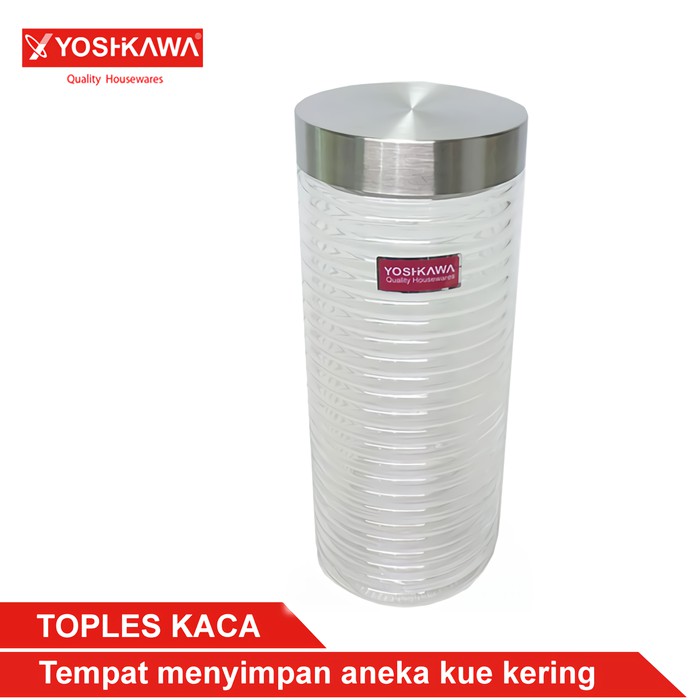 YOSHIKAWA Toples Kaca Model Ulir Horizontal Size L 1900ML Storage Jar