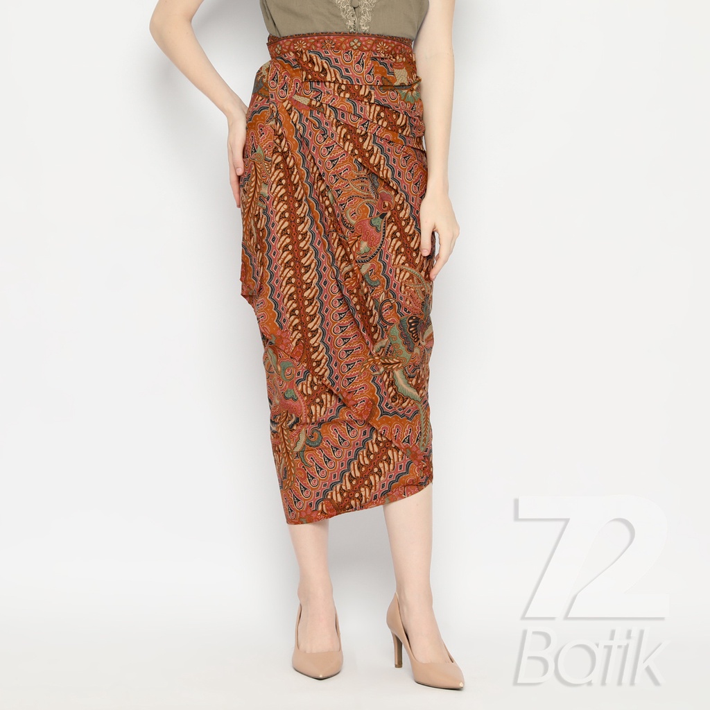 ROK BATIK SPAN Skirt Lilit Kebaya Instan Modern Wanita Motif Parang Seling Kusumo Warna Orange Coklat 721038 CAP 72 - Rok Batik Lilit Bawahan Skirt Kamen Kebaya Songket Batik Panjang Plisket Span Instan Jadi Bali Lembaran Premium Modern Untuk Wanita Konda