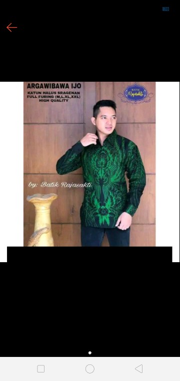 Argawibawa Hijau Kemeja Batik Pria Lengan Panjang Full Furing By Rajasakti