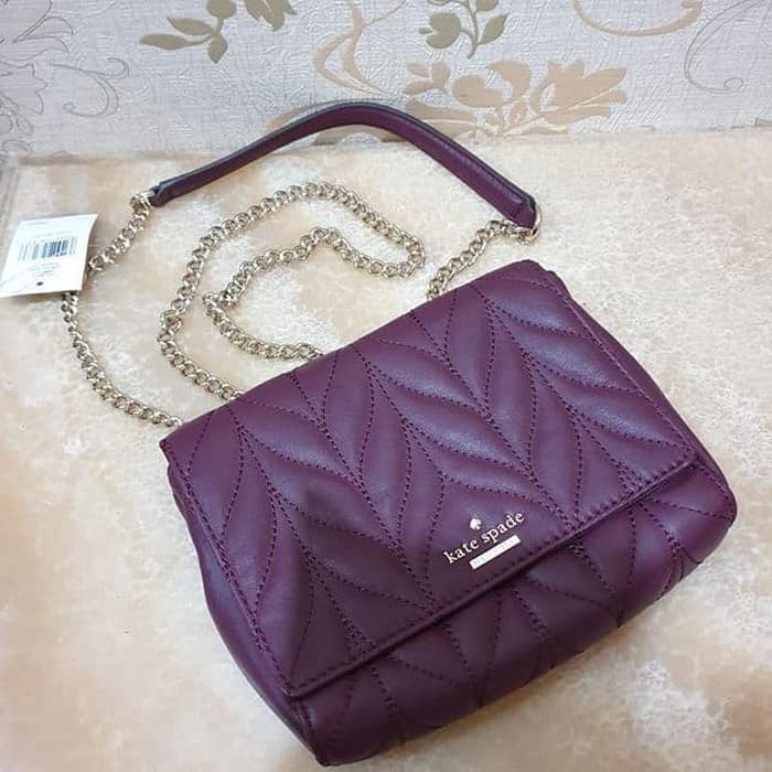 tas Kate Spade Mini Emelyn Briar Lane Quilted Maroon Deepplum original
