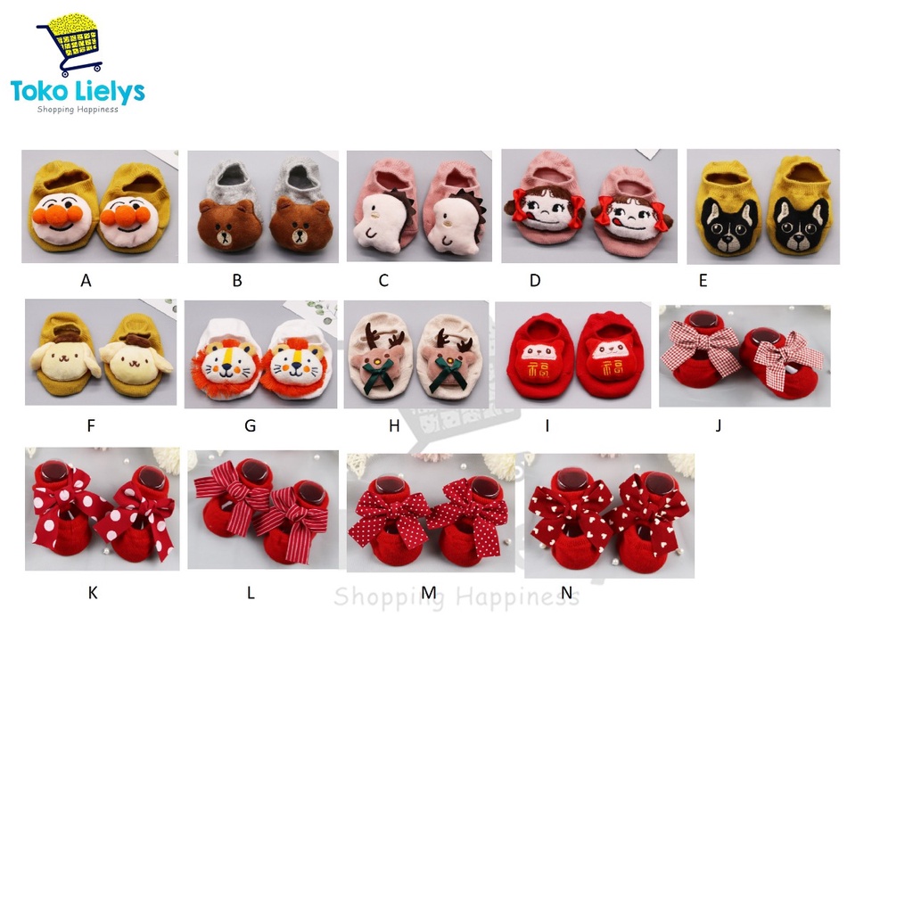 BEBELLE KAOS KAKI ANAK BAYI KARAKTER BONEKA LUCU KAUS KAKI / BABY SOCKS IMPORT / KAOS KAKI BAYI MERAH / KAOS KAKI MERAH