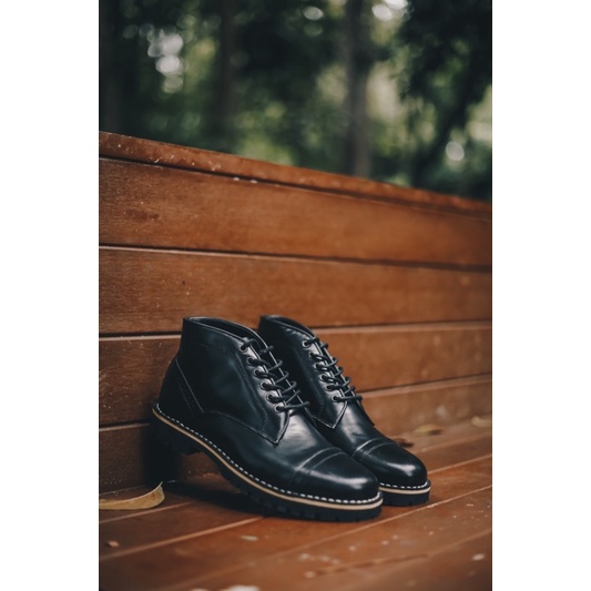 Sepatu Boots Kulit Asli - Vigos Dexter Black