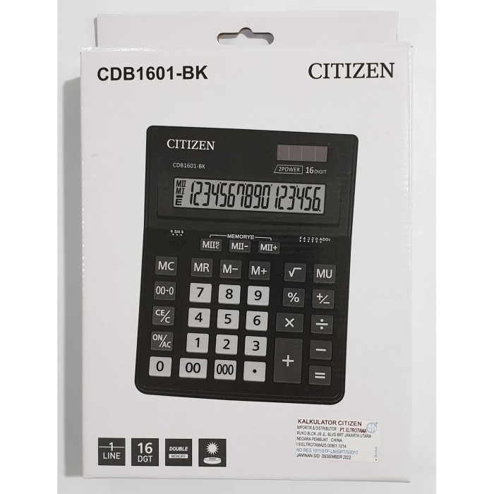 

Kalkulator Citizen Cdb1601-Bk 16 Digit