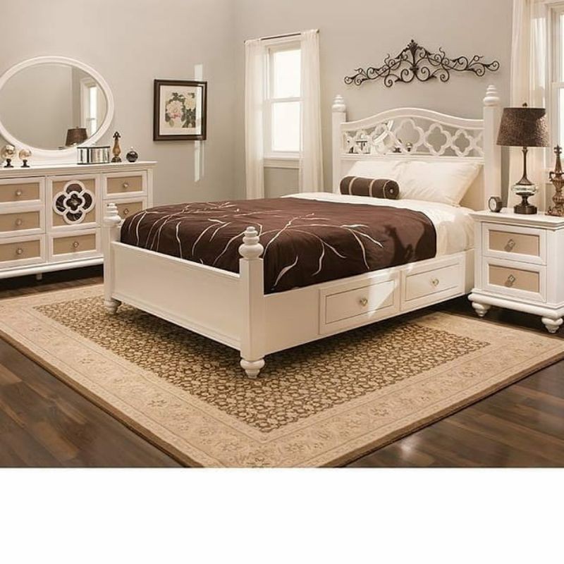 Set kamar tidur minimalis modern bahan kayu jati pilihan furniture asli jepara