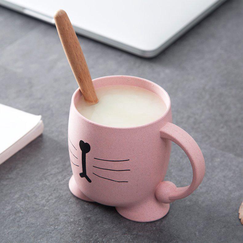 Gelas Mug Kaca Motif  Kucing Lucu dengan Gagang untuk Susu 