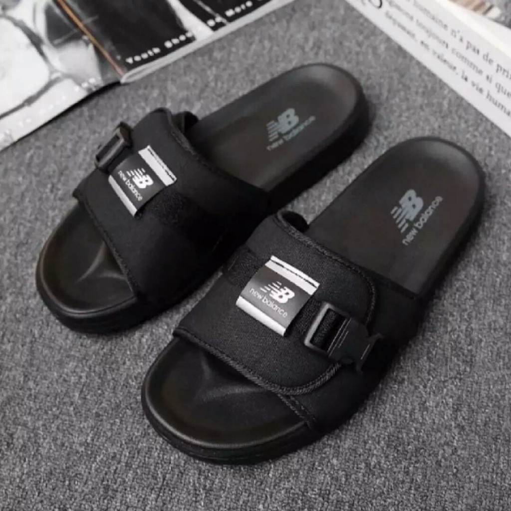 Sandal Slide Slop On Pria New Balance Hitam / fashion korean style /  Sandal Basic Casual / Sendal P
