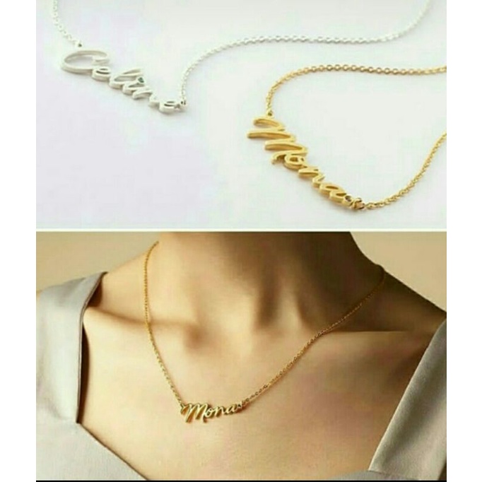 Kalung nama minimalis elegan / lapis emas anti karat / kalung wanita / kalung anak / kalung bayi