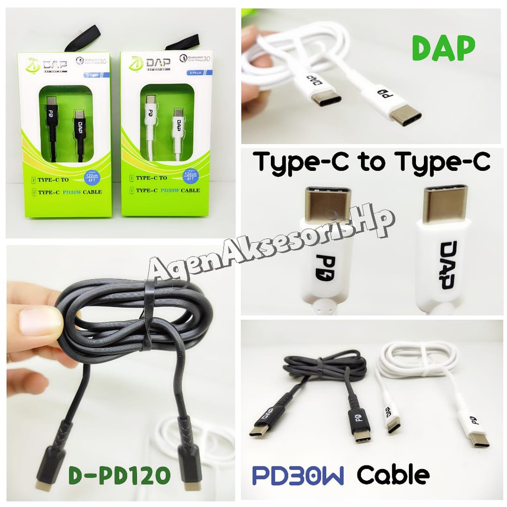 DAP D-PD120 Kabel Data Type-C to Type-C PD30W Cable 120cm QC3.0 3A Fast Data Cable