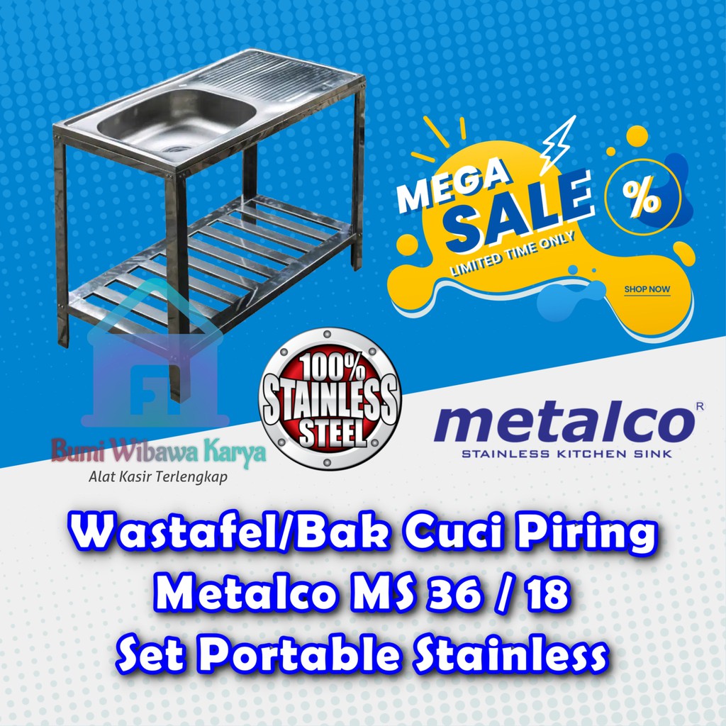 Westafel Wastafel - Bak / Tempat Cuci Piring Stainless Kaki anti karat