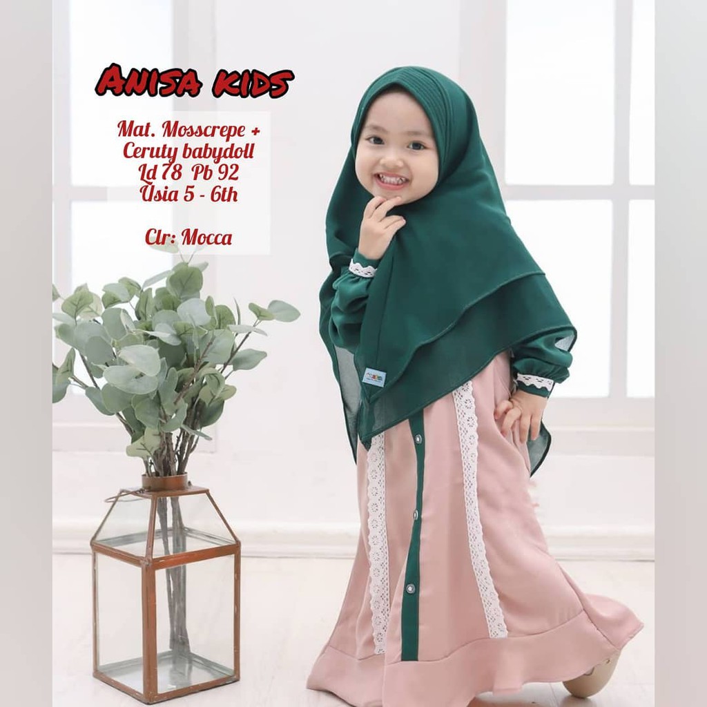 Baju Anak Perempuan  5-6  Tahun ANNISA  SYARI KIDS  Setelan Baju Gamis Hijab Anak Terbaru 2021