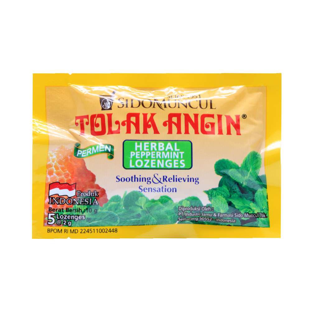 PERMEN TOLAK ANGIN Sachet Herbal Peppermint Lozenges Isi 5 - Meredakan Melegakan Tenggorokan Sidomuncul Sido muncul