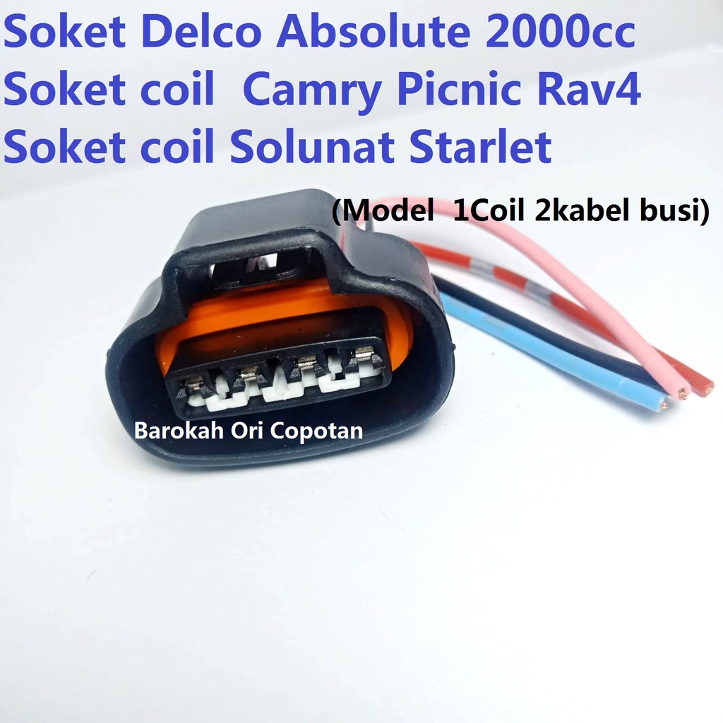 soket Koil coil delco toyota Absolute Camry Picnic Rav4 AT210 starlet corona cdi distributor 4pin 4kabel 4 pin kabel 4efte socket