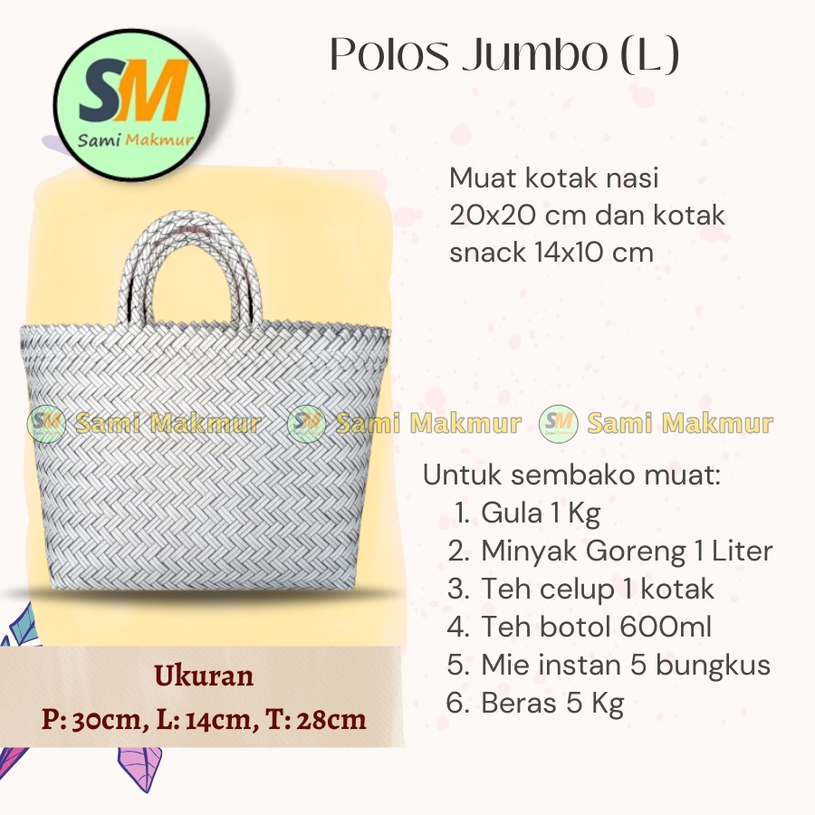 Tas Anyaman Plastik POLOS LURIK JUMBO (L)  / Tas Belanja / Tas Anyam Jinjing / Tas Hajatan