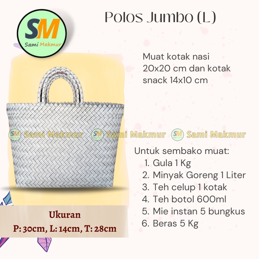 Tas Anyaman Plastik POLOS LURIK JUMBO (L)  / Tas Belanja / Tas Anyam Jinjing / Tas Hajatan Parcel