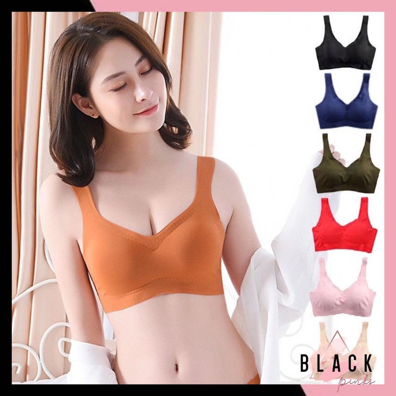 Blackpink Bra BH Wanita Sport Gym Fitness Senam Zumba Joging Pakaian Dalam Wanita Nyaman Motif Polos Kualitas Tinggi 1023