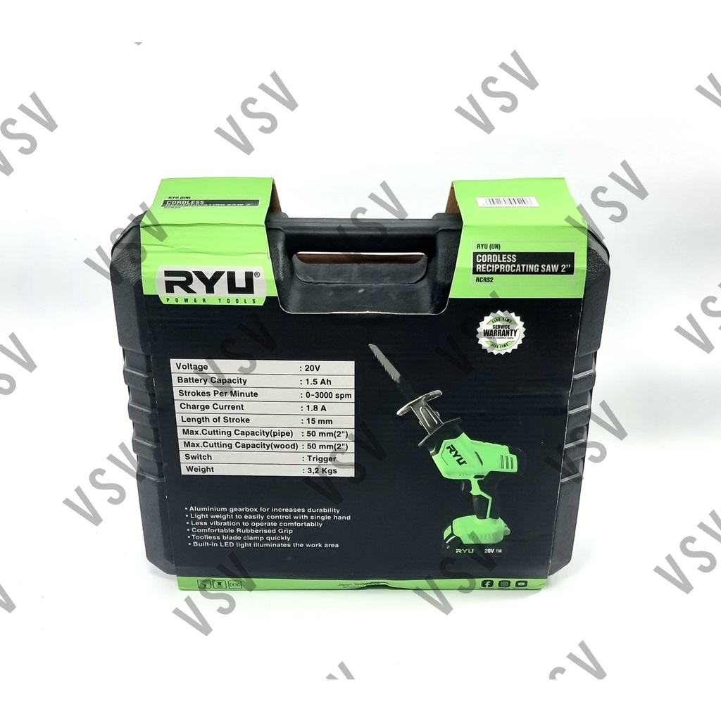 RYU RCRS2 Cordless Reciprocating Saw 2&quot; Mesin Gergaji Baterai