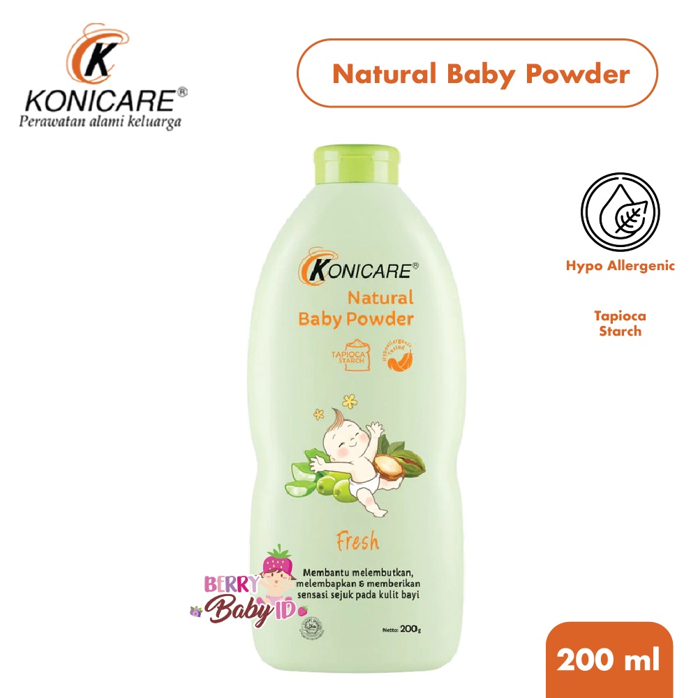 Konicare Natural Baby Powder Bedak Tabur Bayi Powdery Fresh 100 200 gr Berry Mart