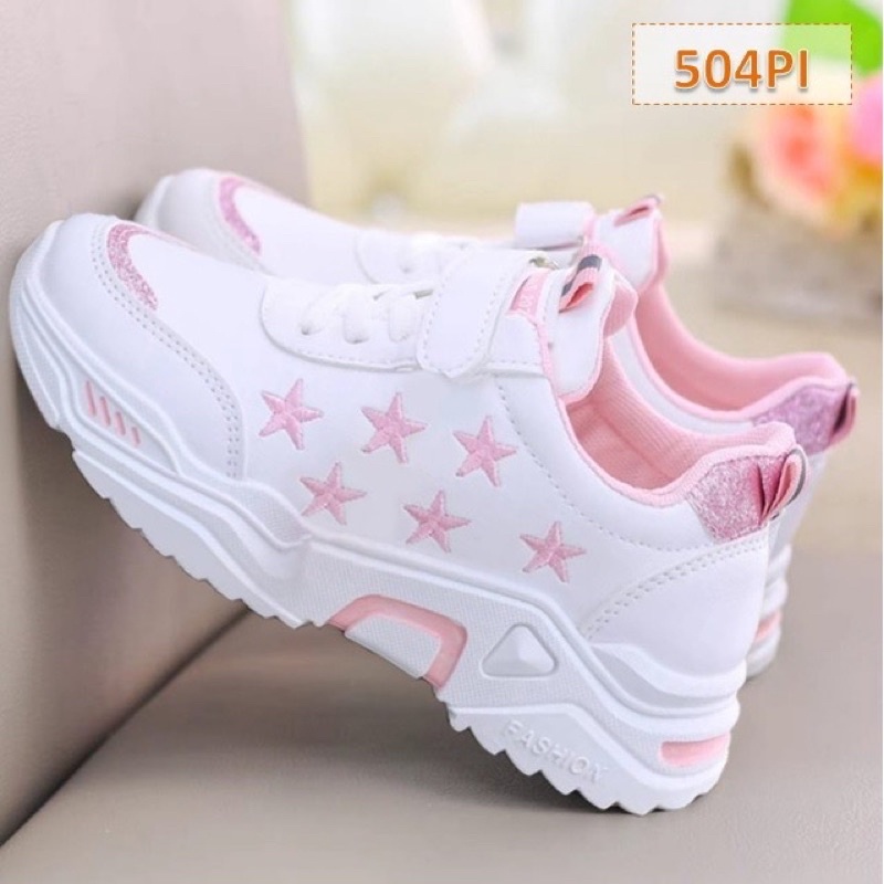 sepatu sneaker anak perempuan bintang pink