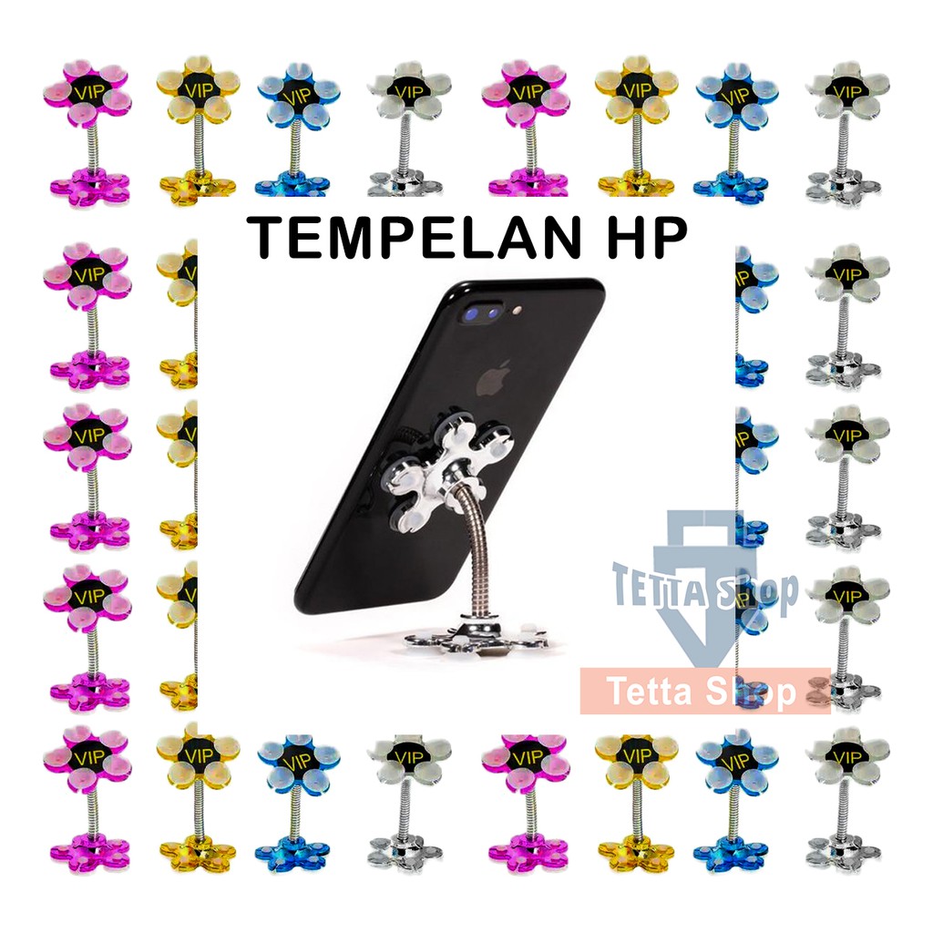 Stand HP Bentuk Bungan I Car Holder VIP di Mobil Meja Dasbord Lantai I Standing 360 Derajat Perekat Tentakel Lengket