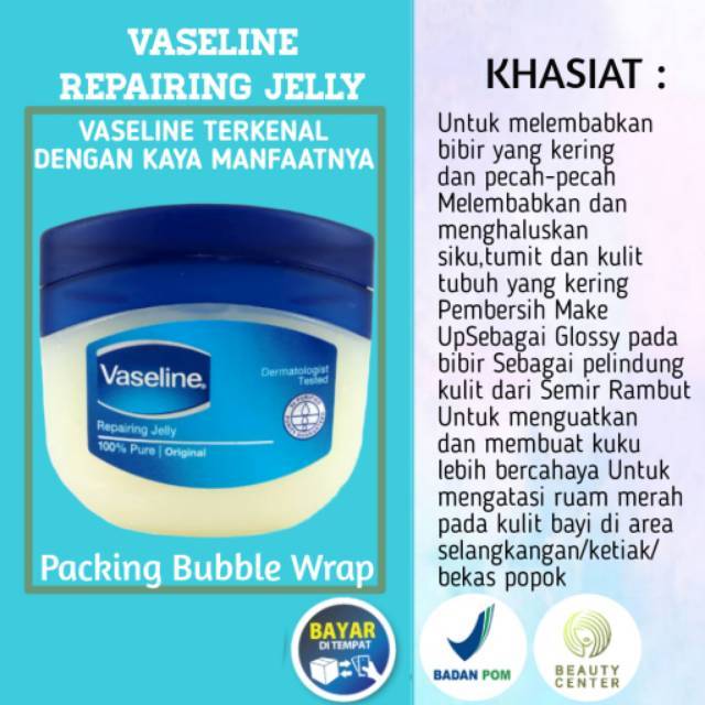 Vaseline Repairing Jelly Pelembab Bibir Siku Dan Tumit Pembersih Makeup Glossy Bibir Alis Shopee Indonesia