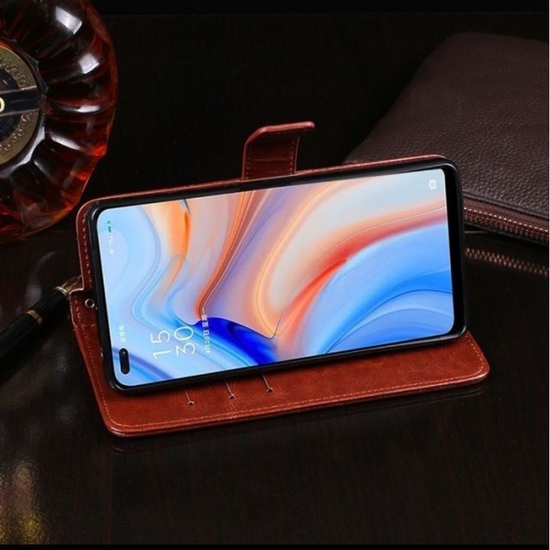 Oppo Reno 4F Flip Case Kancing Softcase Leather Cover