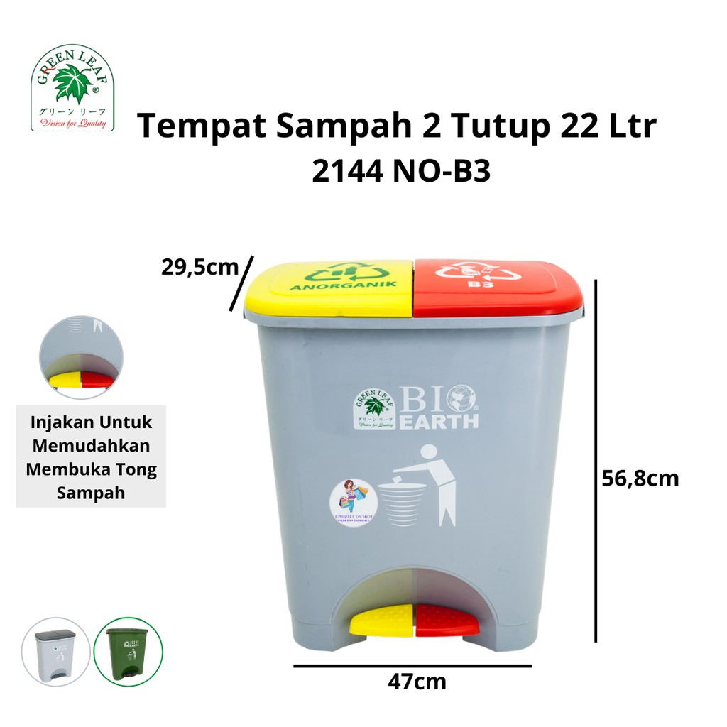 Green Leaf Tempat Sampah BIO Injak 22 Liter 2144 Dustbin