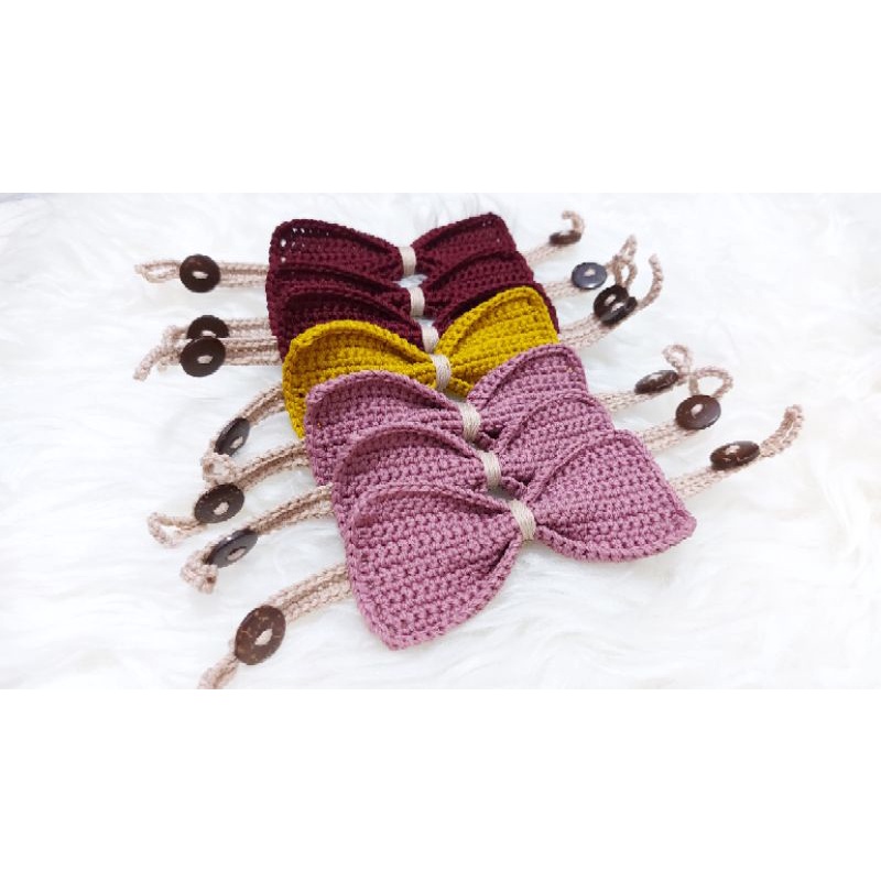 Konektor Masker Rajut Motif Pita